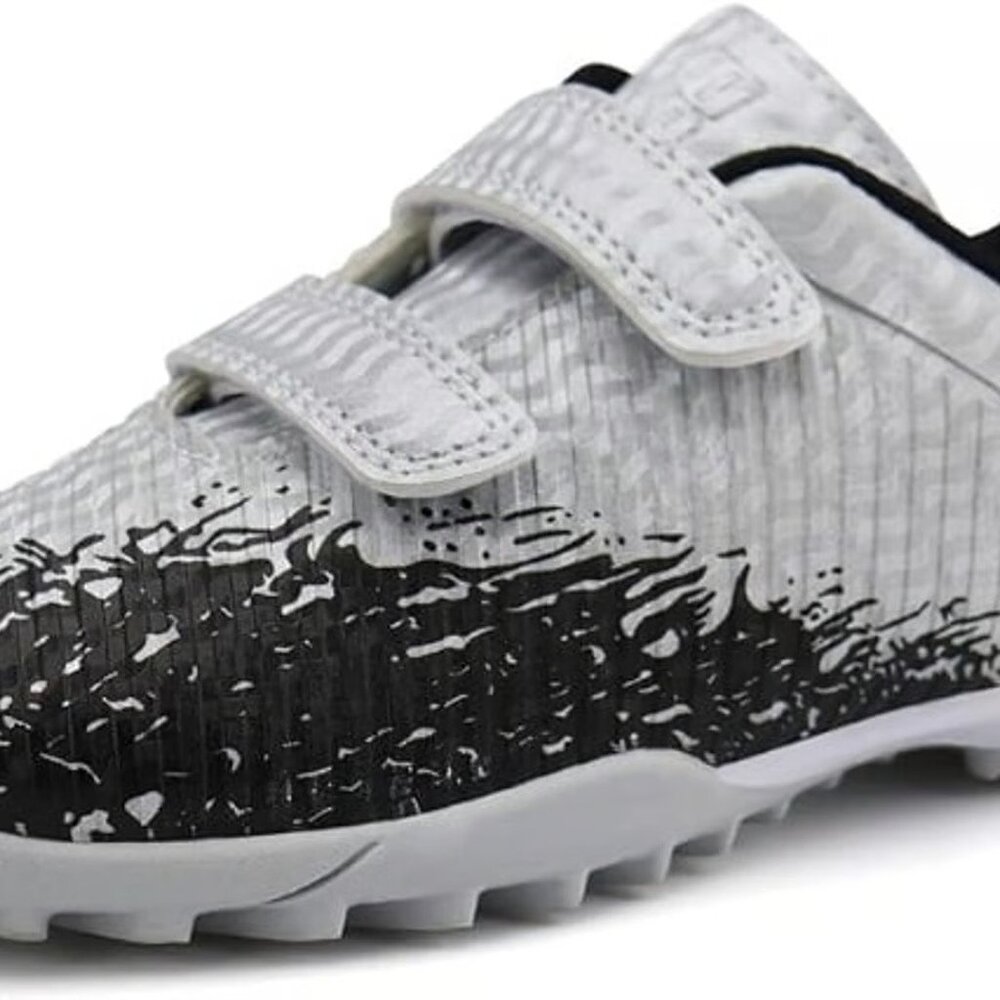 Brooman Kids Turf Soccer Shoes – Size 13, Black/White, Indoor/Outdoor Football C